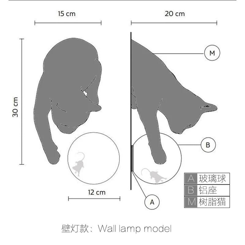 

Resin Kitten Statue Wall Lamp Nordic Cartoon Animal cat Wall Lights Home Decor Cartoon table lamp Lighting Fixtures Art Statue Red