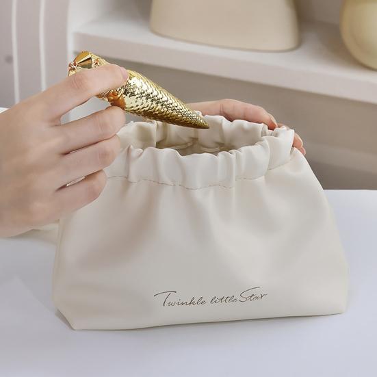 Geantă de machiaj portabilă, impermeabilă, cu buzunar pentru depozitarea produselor cosmetice, fără fermoar, cu autoînchidere, organizator de călătorie pentru pensule, ruj, uz zilnic, călătorii de afaceri