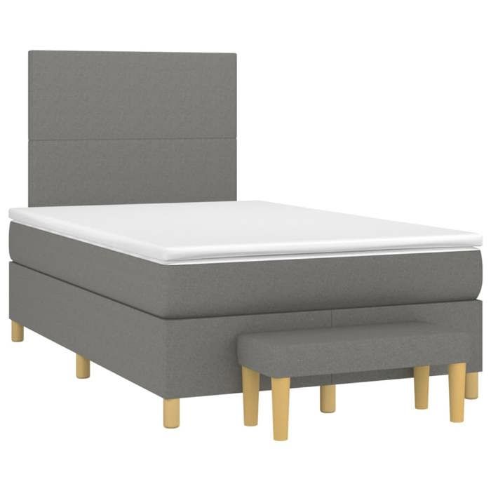 Maison Exclusive - Sommier à lattes de lit avec matelas Gris foncé 120x200cm Tissu