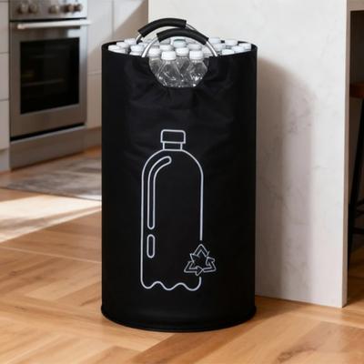 Large Capacity Empty Bottle Storage Basket With Aluminum Handle 82L Wastewater Bottle Collector Bag Folding Recycling Bin