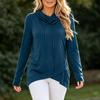 Women's Long Sleeve Hoodie Pullover with Hem Slit Color - Casual Everyday Wear
