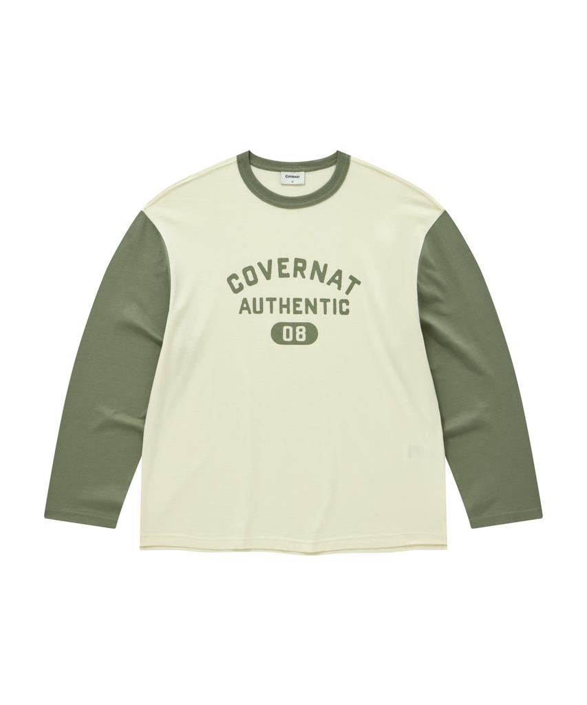 COVERNAT Baseball Two-Tone Long Sleeve Cream