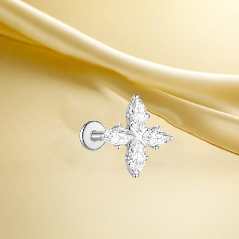 Titanium F136 Moon Threaded Cartilage Stud Earrings - Trendy European & American High-End Fashion