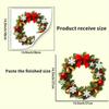 1pc Christmas Wreath Static Cling with Red Bow Golden Bells Snowflakes Window Door Mirror Sticker Waterprooof for Home Office