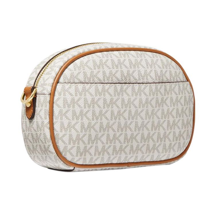 Michael Kors MK Jet Set Charm Monogram Fashion Commuter Canvas Crossbody Bag Small Women Bags Vanilla Acorn 32S1GT9C0B-149