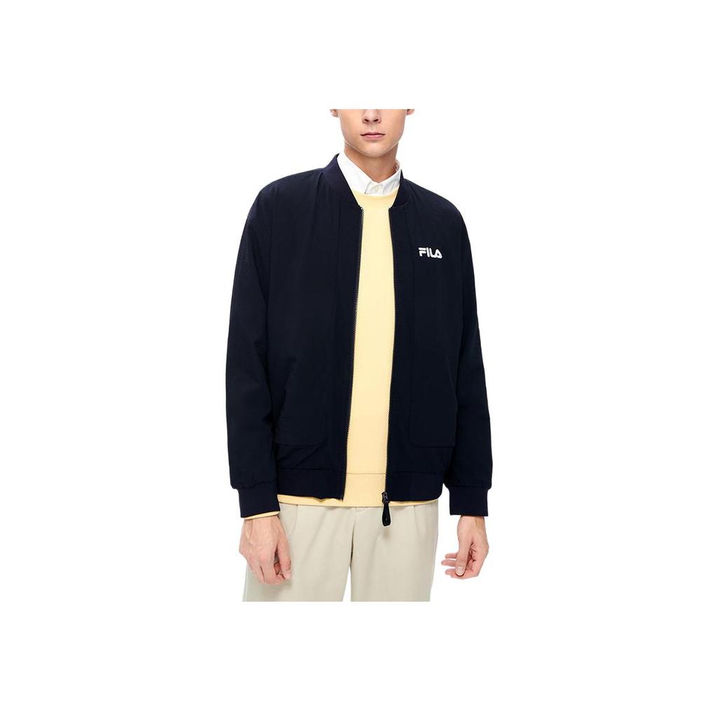 Fila Logo Print Loose Baseball Collar Woven Jacket Men Jacket Legendary-Blue F11M238706F-NV