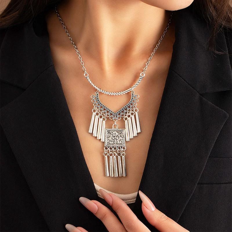 Etnický styl Imitace Miao stříbra Tibetské stříbro Třásnitý náhrdelník Retro Středovýchodní Indický styl Bohémský náhrdelník Módní Vysoký smysl