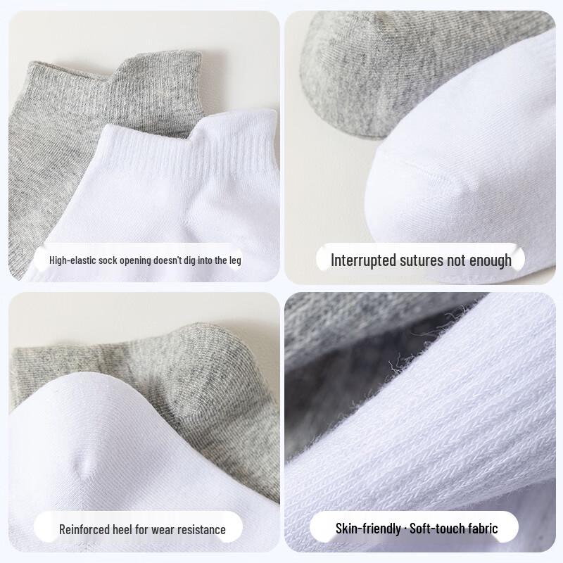 Miiow Men's 10-Pair Antibacterial Thin Cotton Boat Socks
