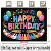 Music Theme Birthday Banner, Instruments Photo Backdrop Wall Decor for Party