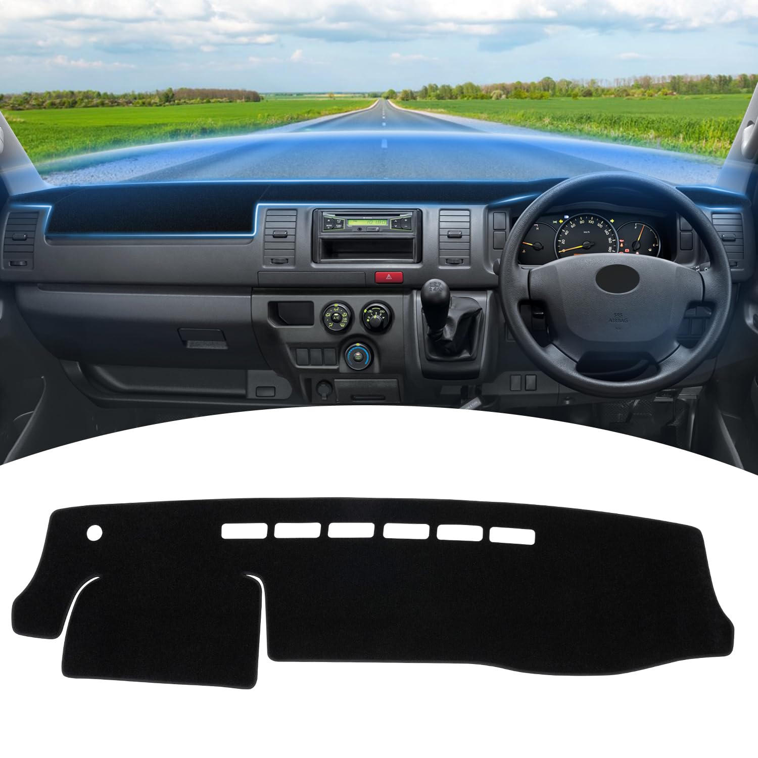 

GIMUYA Коврик на приборную панель Toyota Hiace 200 Series для стандартного кузова 8-го поколения TRH KDH с августа 2004 года и далее Коврик на приборную панель Автоаксессуар Детали для тюнинга интерьера Интерьер