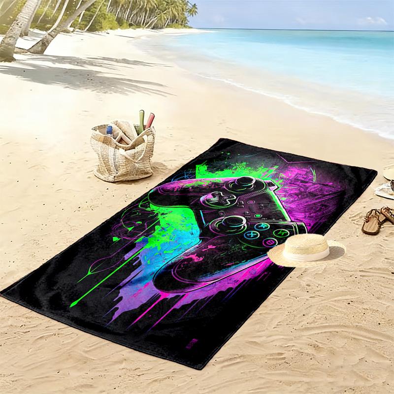 Gamepad-Print Strandtuch, Großes Weiches Schnelltrocknendes Handtuch für Strand Camping Schwimmen