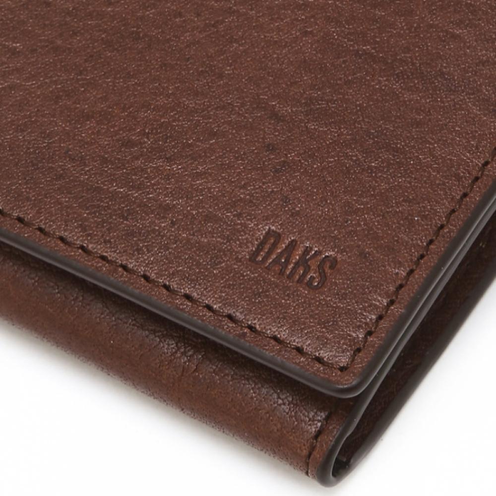 Daks Brown Embossed Logo Cowhide Card Wallet Dbho6el03w3