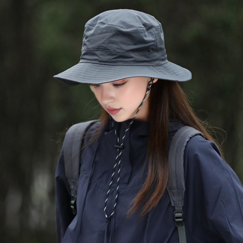 Unisex Fisherman Hat Large Brim Windproof Chin Strap Anti UV Sunlight Quick Dry Great Breathability Outdoor Fishing T