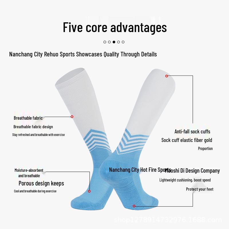 

Moisture-Wicking Thigh-High Adult Football Socks: Non-Slip, Breathable, Comfortable, High-Top for Training & Competition Adult One Size (EU 38-44) білий/синій
