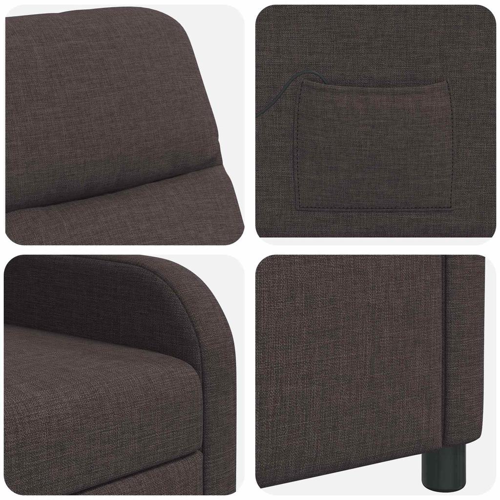 Massage Recliner Dark Brown Fabric