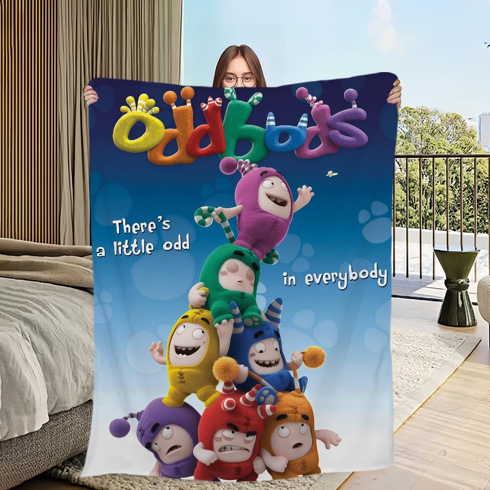 Cartoon Cute O-Oddbods-ES Blanket Flannel Warm Comfort Soft Plush Blanket For Picnic Beds Sofas Homes And Bedrooms