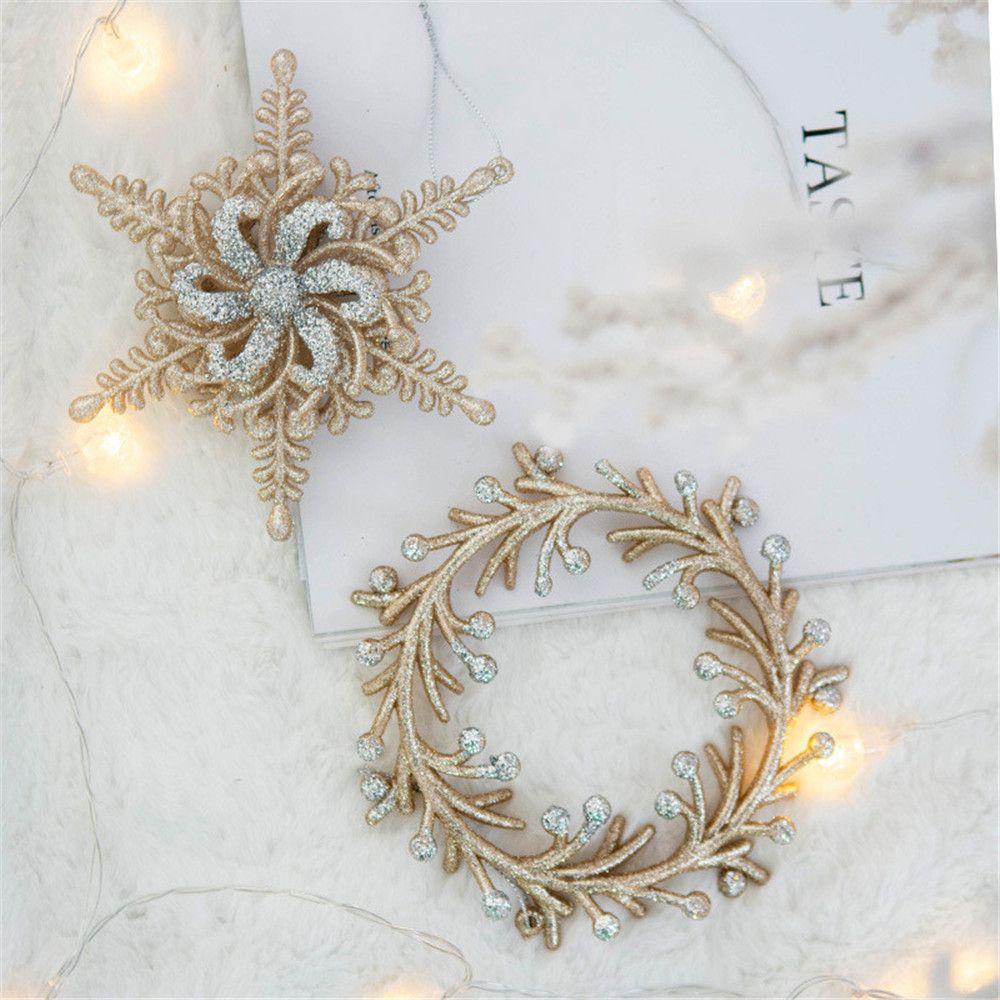 Gifts Flower Wreath Angel Xmas Tree Pendant Christmas Ornaments Snowflake Hangings Home Decorations