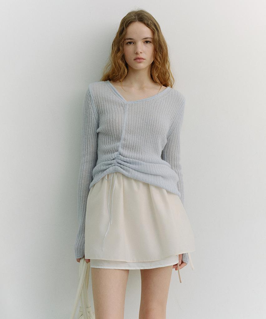 Deonseuteu 2-Way Shirring Knit Top_Udsw6A204_Soft Blue