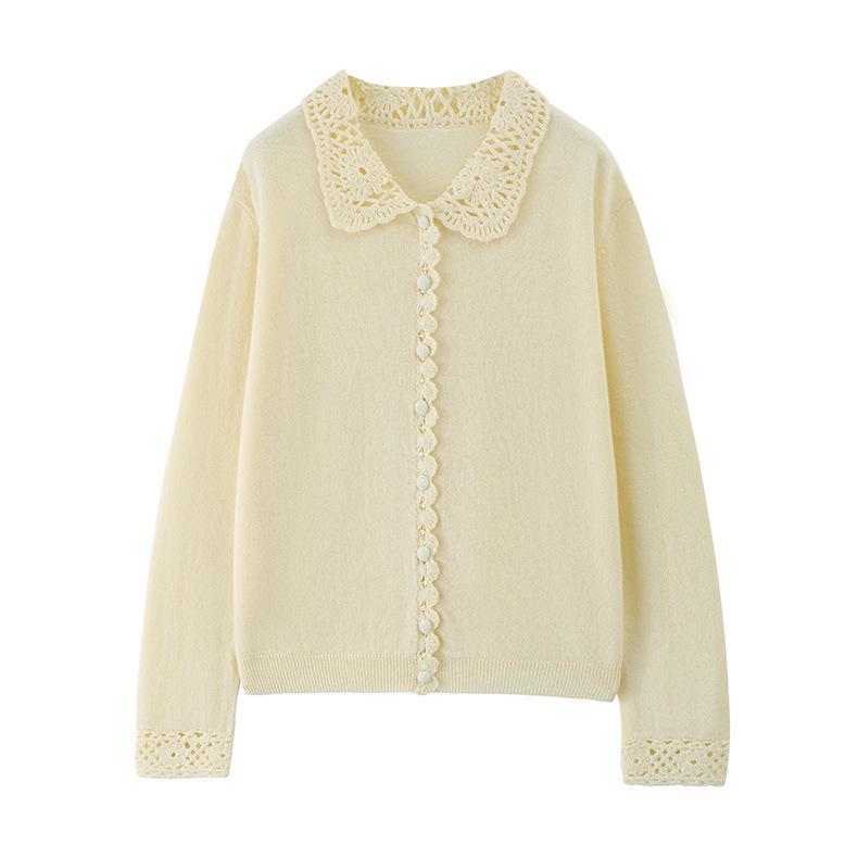 Women's Wool Polo Collar Cardigan: Fashionable, Versatile, Age-Reducing Cashmere for Autumn/Winter.