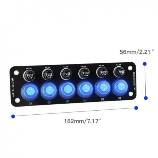 6-Wege LED Schalterpanel EIN/AUS Wasserdicht für Wohnmobil Auto Boot