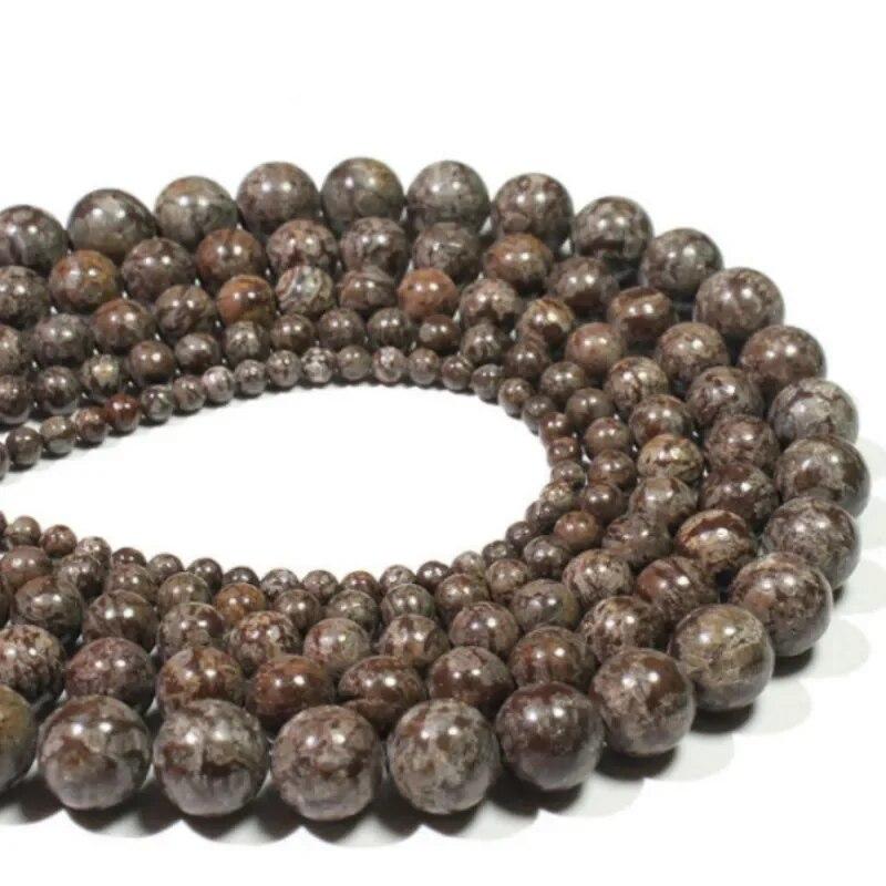 Natural Stone Coffee Jasper Natural Spacer Loose Bead for Jewelry Making DIY Bracelet Accessories ( Pick Size 4 6 8 10 Mm )