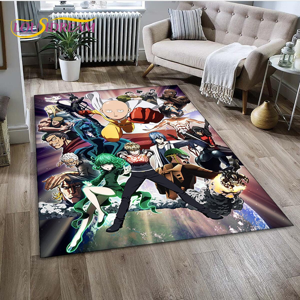 

3D ONE PUNCH MAN аниме ковер с героями мультфильмов, ковер для гостиной, спальни, дивана, коврик для украшения, детские игры, нескользящий напольный коврик 40x60cm(15x23in)