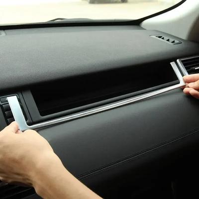 For Land Rover Discovery Sport 2015- ABS Silver Car Central Dashboard Co-pilot U-shape Frame Cover Decorate Car Accessories