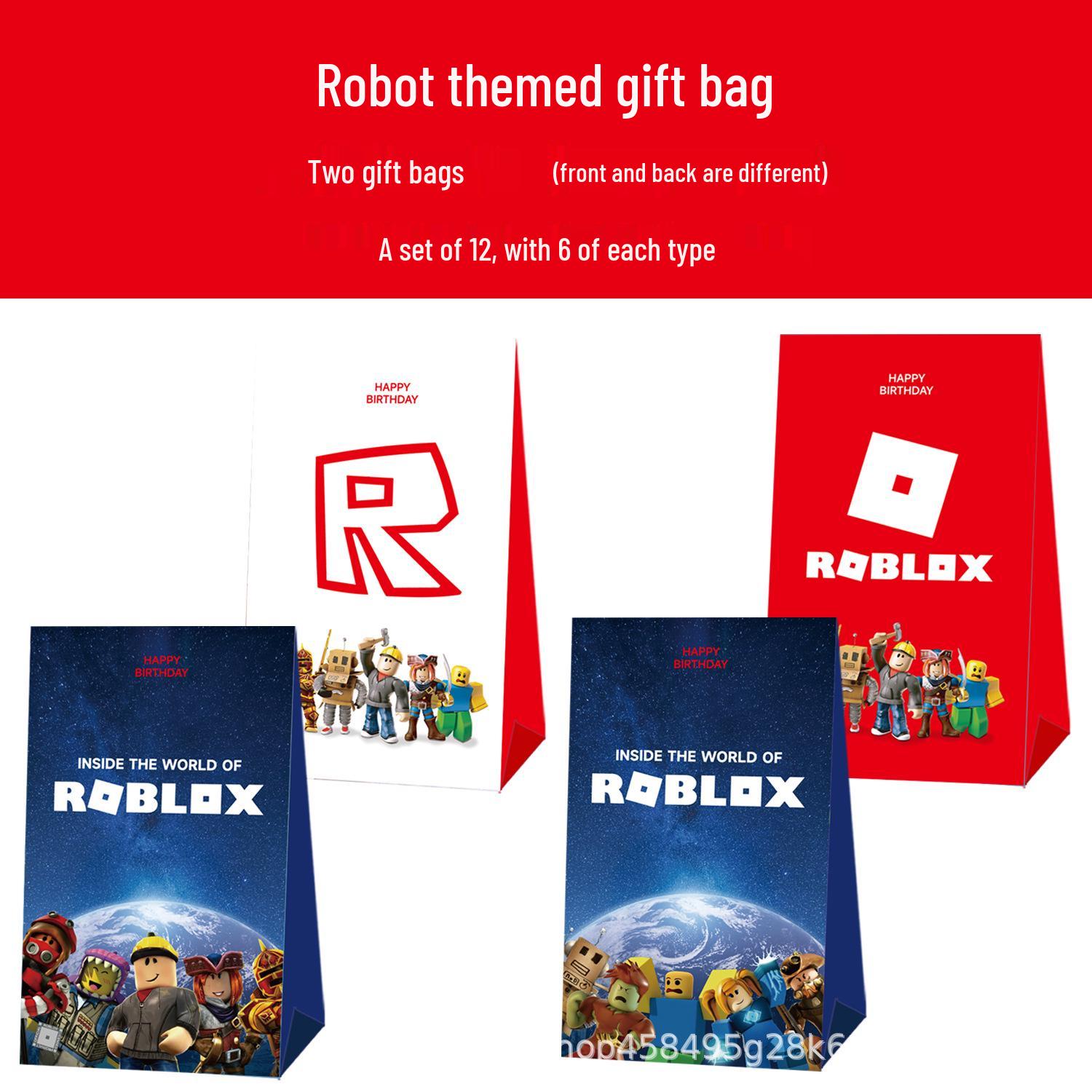 Robot Birthday Party Gift Bags - Kraft Paper Candy Bags & Decorations