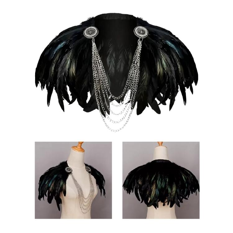 Faux Feather Cloak Adjustable Medieval Costume Accessory Medieval Party Cloak For Halloween Masquerades Event