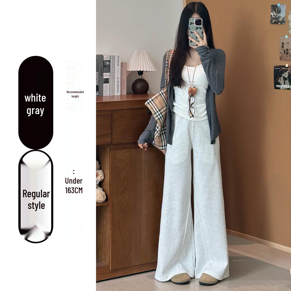 

Женские серые микро-клеш заниженные спортивные штаны: Весна/Осень 2025, Свободный и стройнящий дизайн с широкими штанинами. Small