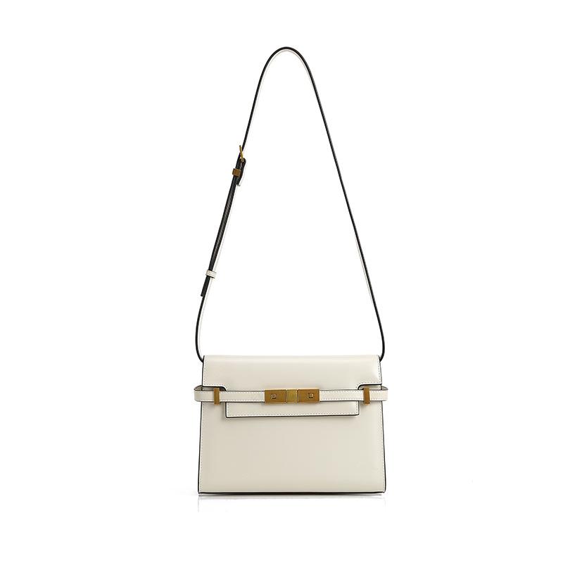 Leather Women S Bag High-End Retro Underarm Kelly Bag Fashionable Versatile Portable Shoulder Bag белый
