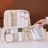 Zipper Transparent Cosmetic Bag PU Toiletry Organizer Simple Makeup Storage Bag  Ladies