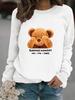 Autumn and winter women's casual long-sleeved crew neck cartoon bear print pullover sweatshirt sweater on