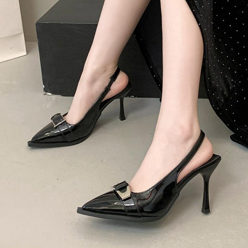 

Новый стиль, модный дизайн, слингбэки с бантом-бабочкой, женские туфли-лодочки, сексуальный острый носок, тонкий каблук, сандалии, праздничная обувь, большой размер 35-42 35 чёрный