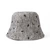 New Butterfly Hat for Women's Small Fragrance Style Bucket Hat Korean Version Versatile Fisherman Hat Striped Basin Hat Showing Small Face