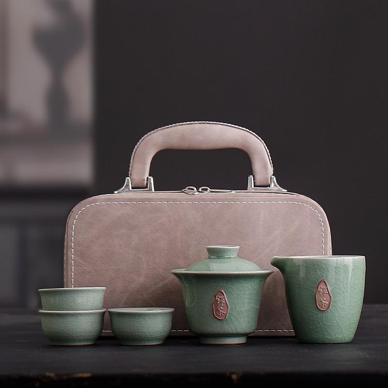 Ge Kiln Ceramic Kung Fu Tea Set Gift Box Packaging Can Be Printed Anniversary Company Activities Festival 1S Store Business Gifts
