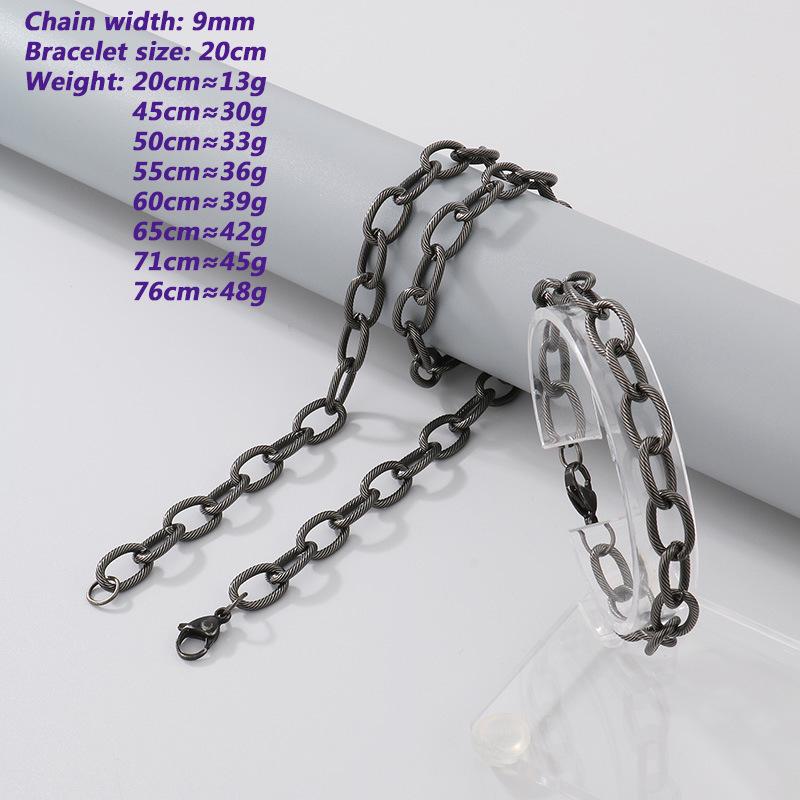 Retro Black Cuban Chain Bracelet Necklace with Multiple Chains Options