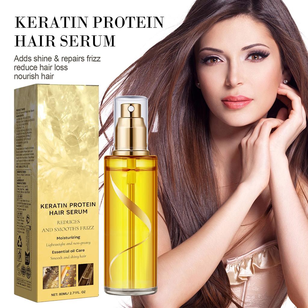 Keratin Haarserum, 2,71 fl oz, Natürliche Pflanzenextrakte, Anti-Frizz Pflegendes Haar(80ml)
