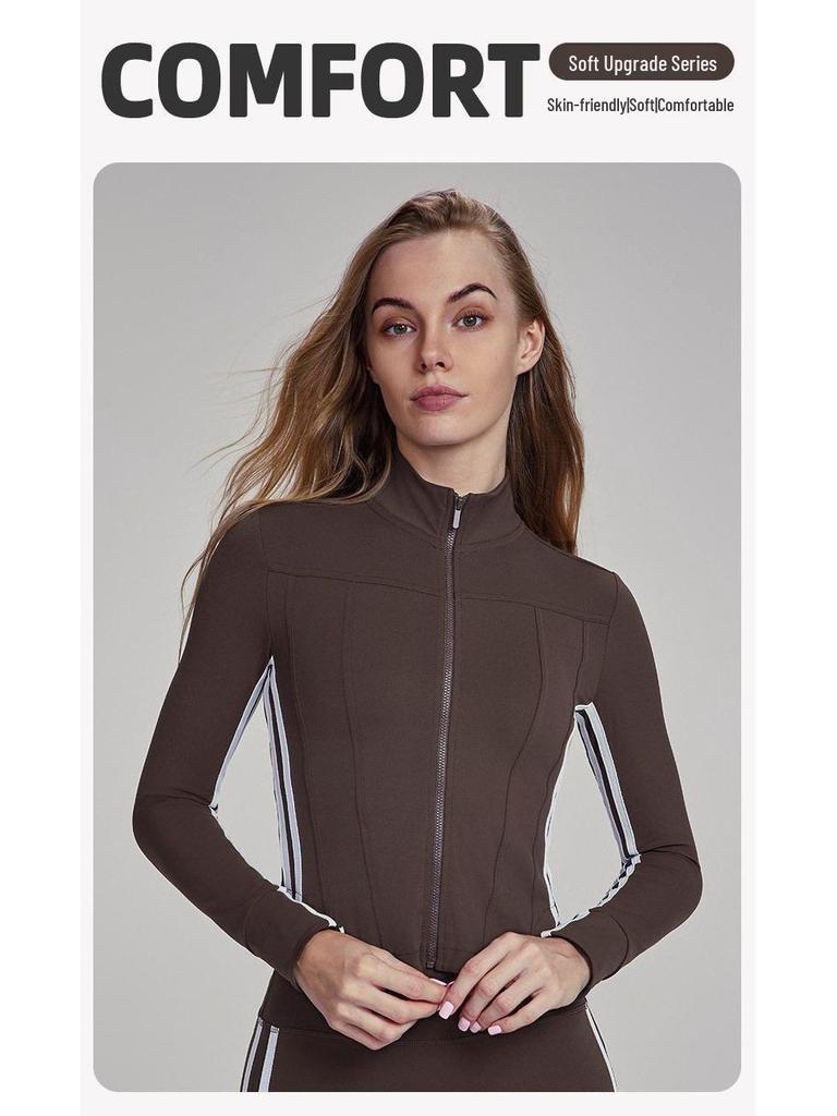Damen Schlank geschnittene Sportjacke mit Reißverschluss zum Laufen und Yoga