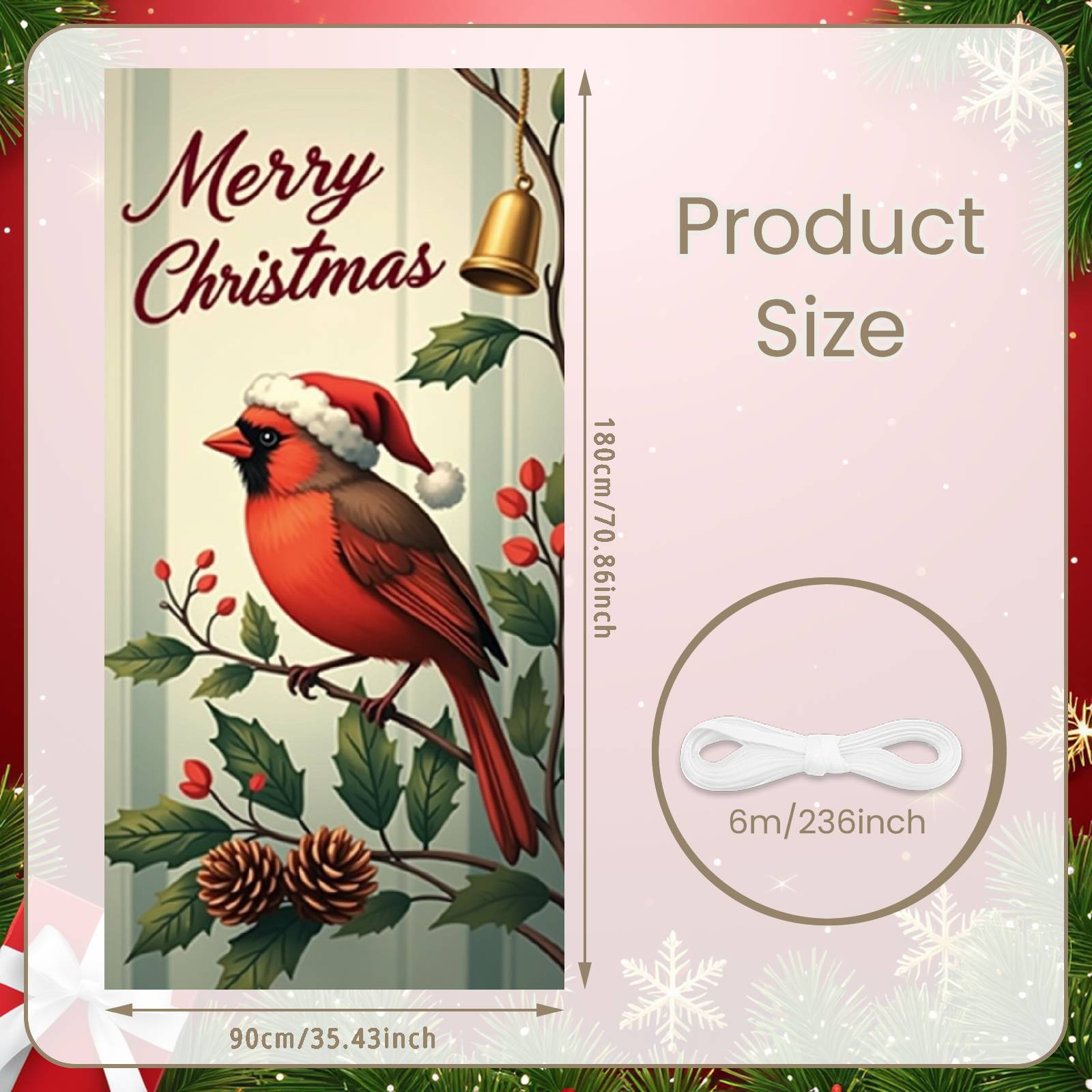 

Xmas Display Cardinal Bird Merry Christmas Banner Cardinal Theme Banner Holly Leaves Christmas Decor Display For Christmas Party