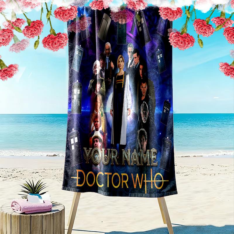 Custom Name Doctor Who Print Beach Towel, Large Soft Quick Dry Towel for Beach Camping Swimming -HE45