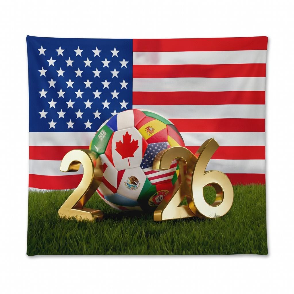 Fußball-Wandteppich Flachdruck USA-Flagge Kulisse Internationale Fußballfans Dekoration Globale Sportturnier Wandbehang