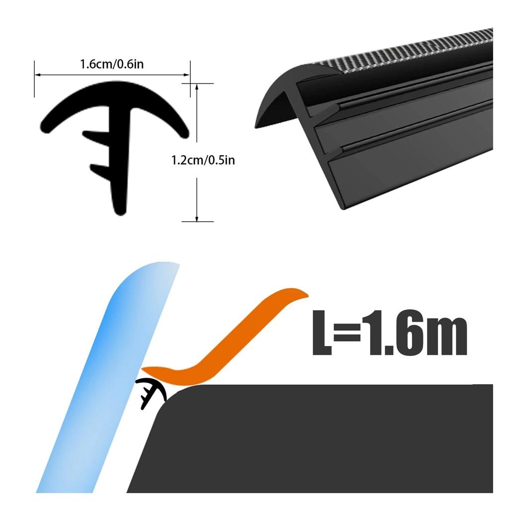 1.6M Universal Carbon Fiber Dashboard Rubber Sealing Strip Tool Car Windshield Dash Soundproof Sealant Car Accessories