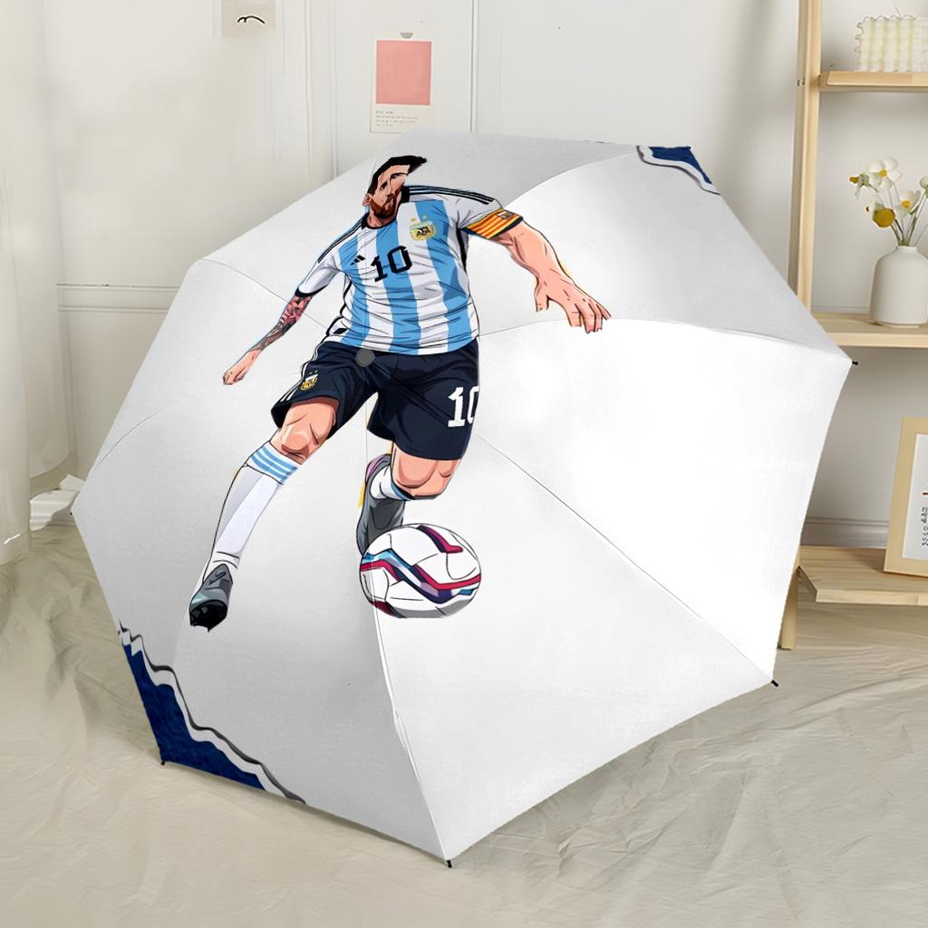 Leo Messi: Iconic Football Legend Outdoor Automatic Umbrella Folding Umbrella with 8 Ribs Compact Design Travel Essential Fashionable