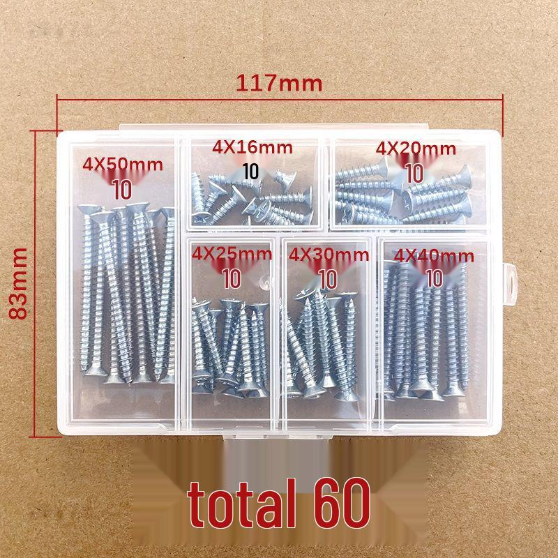 High-Strength Phillips 1022A Self-Tapping Wood Screws, Blue-White Zinc, M4/M5 for Curtain Installation and Woodworking.
