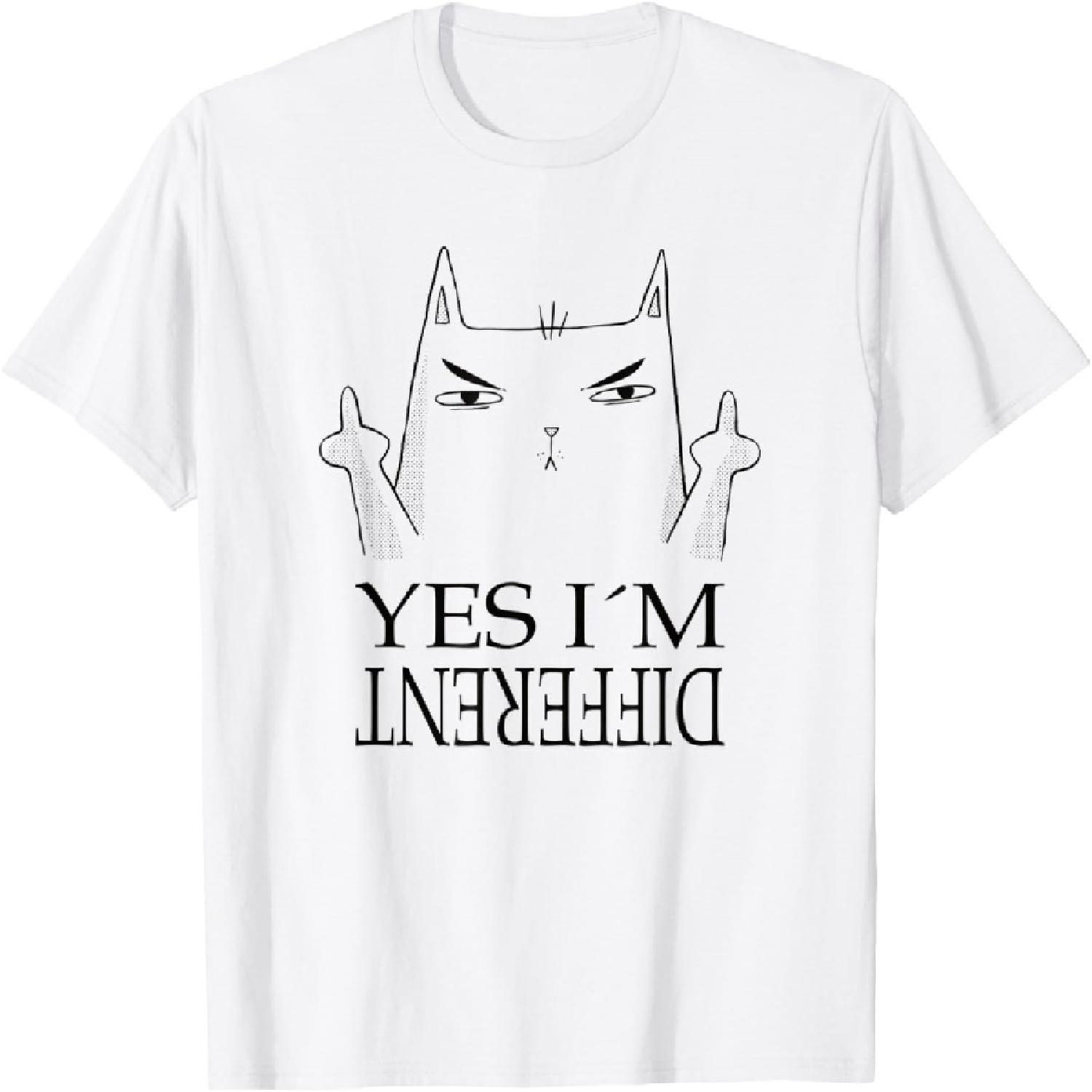 Cat Flipping Off Yes I´m Different Funny Middle Finger Cat T-Shirt XXXXXL белый
