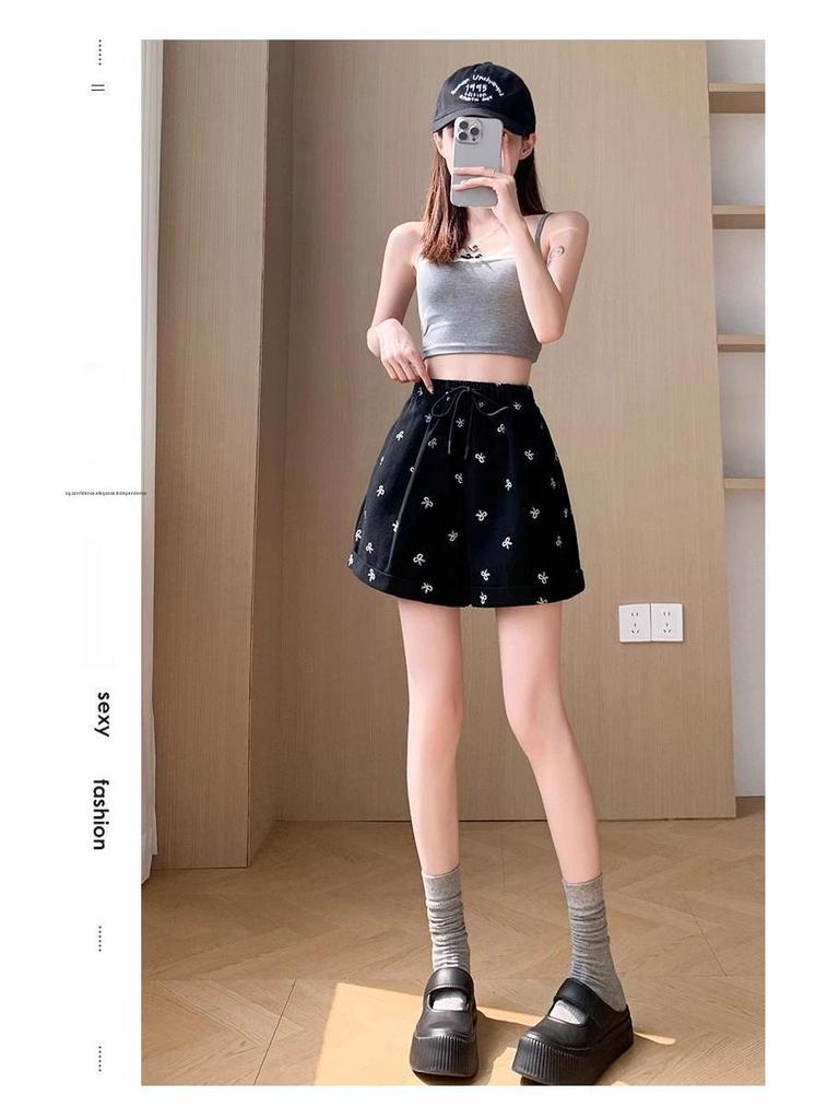 Plus Size Summer High Waist Wide Leg Casual Retro Shorts for Women
