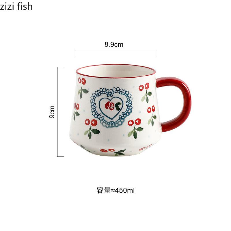 Kreative Süße Kirschkeramik Tasse Büro Kaffeetasse Wasserbecher Teetasse Haushalt Hohe Schönheit Frühstückstassen Milchbecher Saftbecher