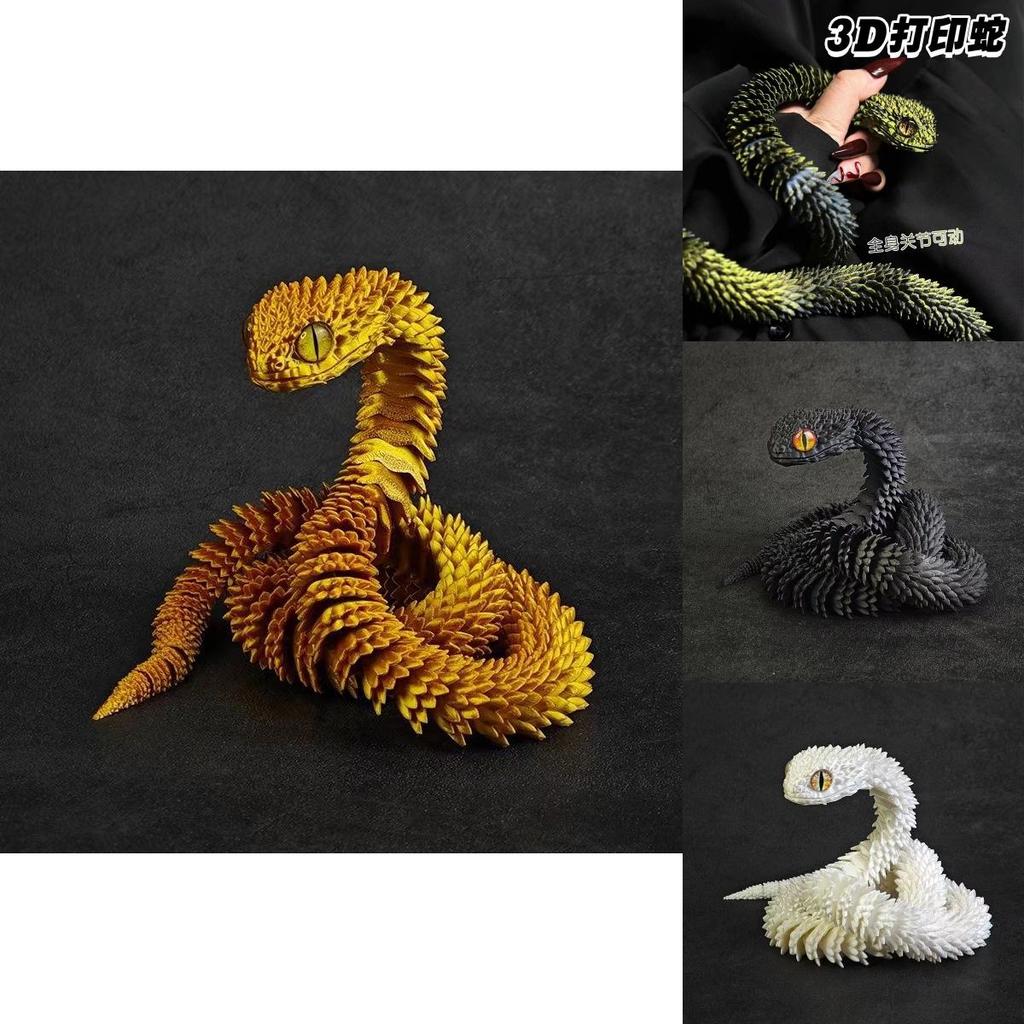Stunning 3d Printed Snake Figurine With Articulated Joints And Lifelike Eyes For Unique Decor