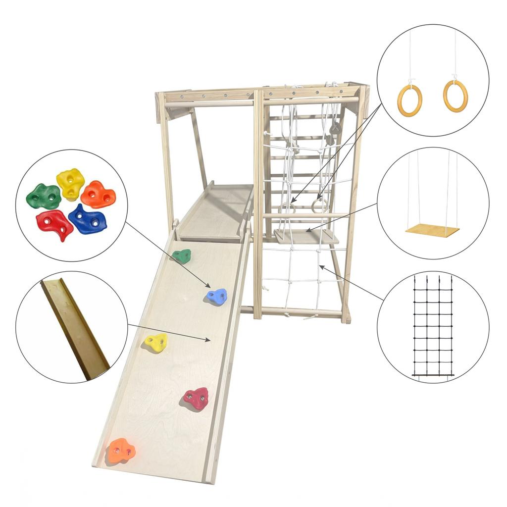 Kids Wooden Indoor Slide Climbing Frame Ladder Activity & Movement Toys Gym Tiger wood